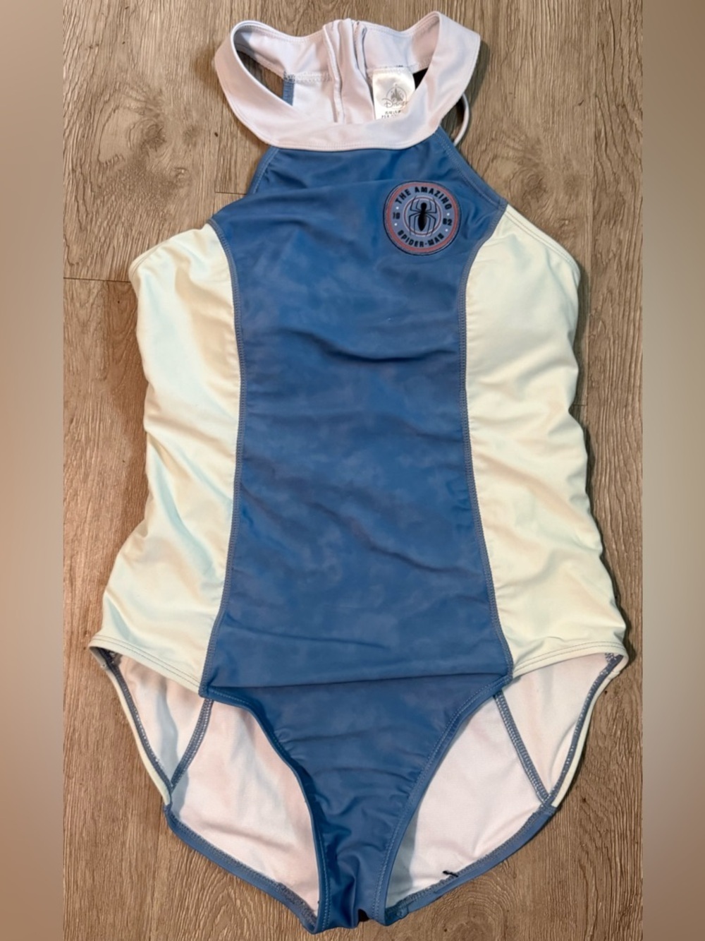 Disney Marvel The Amazing Spider-Man One Piece Swimsuit Blue White Womens L